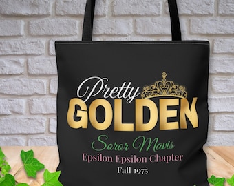 Golden Member Soror Canvas Tote Bag: Personalized Sorority Tote bag Gift - Large Tote – Custom Greek Gift for Sisters & Sorors