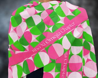 Custom Sorority Scarf: Personalized Lightweight Fashion Wrap in Pink and Green