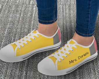 Personalized Teacher Sneakers: Custom Name Canvas Shoes