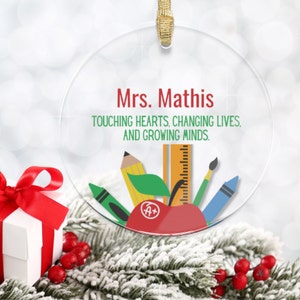 Custom Teacher Christmas Ornament: Personalized Clear Acrylic Holiday Gift