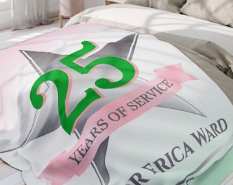 Personalized Sorority Sherpa Fleece Blanket - Custom Silver Member 25 Year Soror Gift