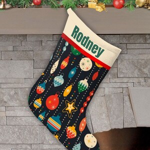 Medias navideñas retro personalizadas: decoración navideña con nombre personalizado