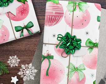 Pink Christmas Ornament Wrapping Paper – Festive Holiday Gift Wrap