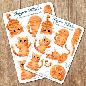Cute Kawaii Ginger Cats and Kittens Sticker Sheet