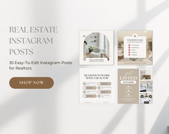 Real Estate Instagram Posts Bundle, Real Estate Social Media Posts Bundle, Real Estate Marketing, Realtor Social Media Templates, Canva