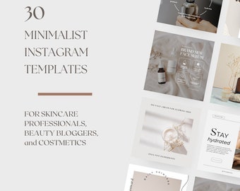 30 MINIMALIST INSTAGRAM POSTS for Skincare, Instagram Posts for Estheticians, Instagram Posts Beauty, Instagram Templates Canva, Minimalist