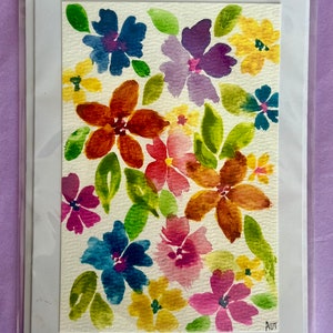 Hand Painted Watercolor Flower Card