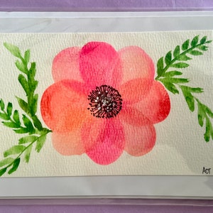Hand Painted Watercolor Flower Card