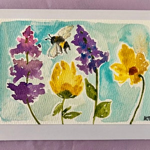 Hand Painted Watercolor Flower Card