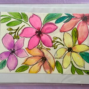 Hand Painted Watercolor Flower Card