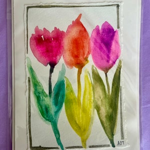 Hand Painted Watercolor Flower Card