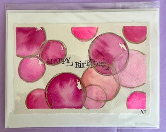 Hand Painted Watercolor Birthday Card With Envelope Blank Inside - Etsy