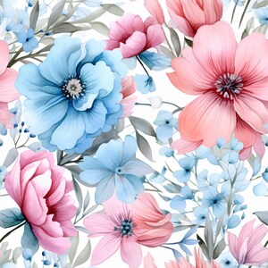 Fiori di carta digitale, bellissimo motivo floreale, motivo primaverile, carta digitale floreale, carta digitale primaverile