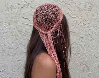 Abend Pailletten Fransen Dreieckstuch - Rosa gestrickte Wrap für Abendkleid, Hochzeit Cover Up, Festival Schal