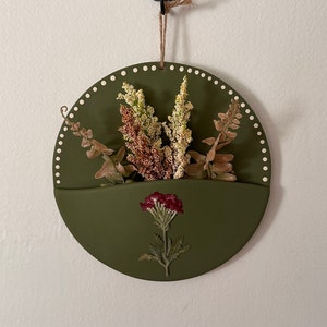 Ceramic Wall Pocket Planter with Dried Flower Design | Hand painted | Wall decor | Plant hanger
