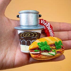 Coffee Phin With Baguette Magnets/Vietnamese Banh Mi/Vietnamese Baguette/Baguette Magnets/Heavy Duty Magnets/Vietnamese Culture Magnet