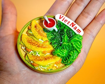 Hand-Painted Banh Xeo Magnet - Vietnamese Crepes Cuisine