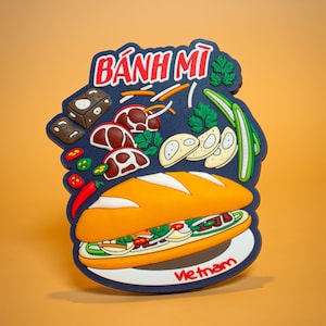 Banh Mi PVC Fridge Magnet Vietnamese Cute Banh Mi Magnet for Home Decor Handmade PVC Plastic Magnet-Best Idea for Traveling Souvenirs