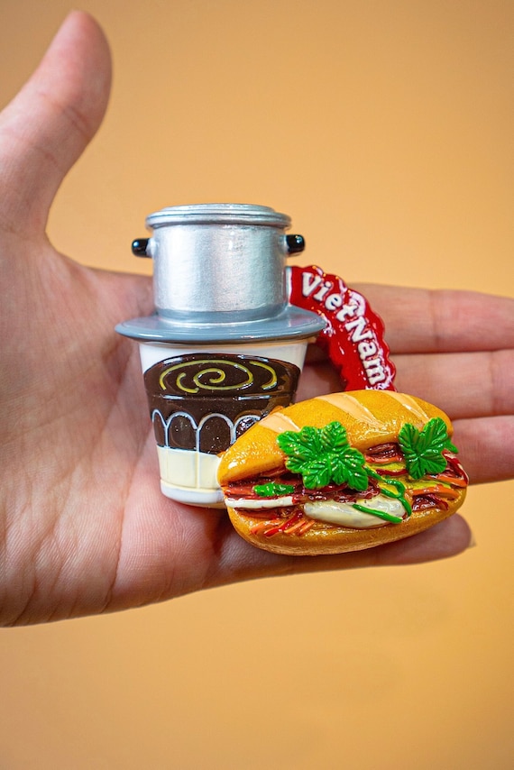 Coffee Phin With Baguette Magnets/Vietnamese Banh Mi/Vietnamese Baguette/Baguette Magnets/Heavy Duty Magnets/Vietnamese Culture Magnet
