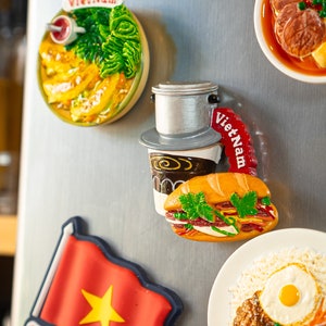 Coffee Phin With Baguette Magnets/Vietnamese Banh Mi/Vietnamese Baguette/Baguette Magnets/Heavy Duty Magnets/Vietnamese Culture Magnet image 2