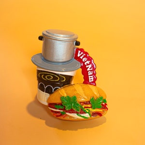 Coffee Phin With Baguette Magnets/Vietnamese Banh Mi/Vietnamese Baguette/Baguette Magnets/Heavy Duty Magnets/Vietnamese Culture Magnet image 3