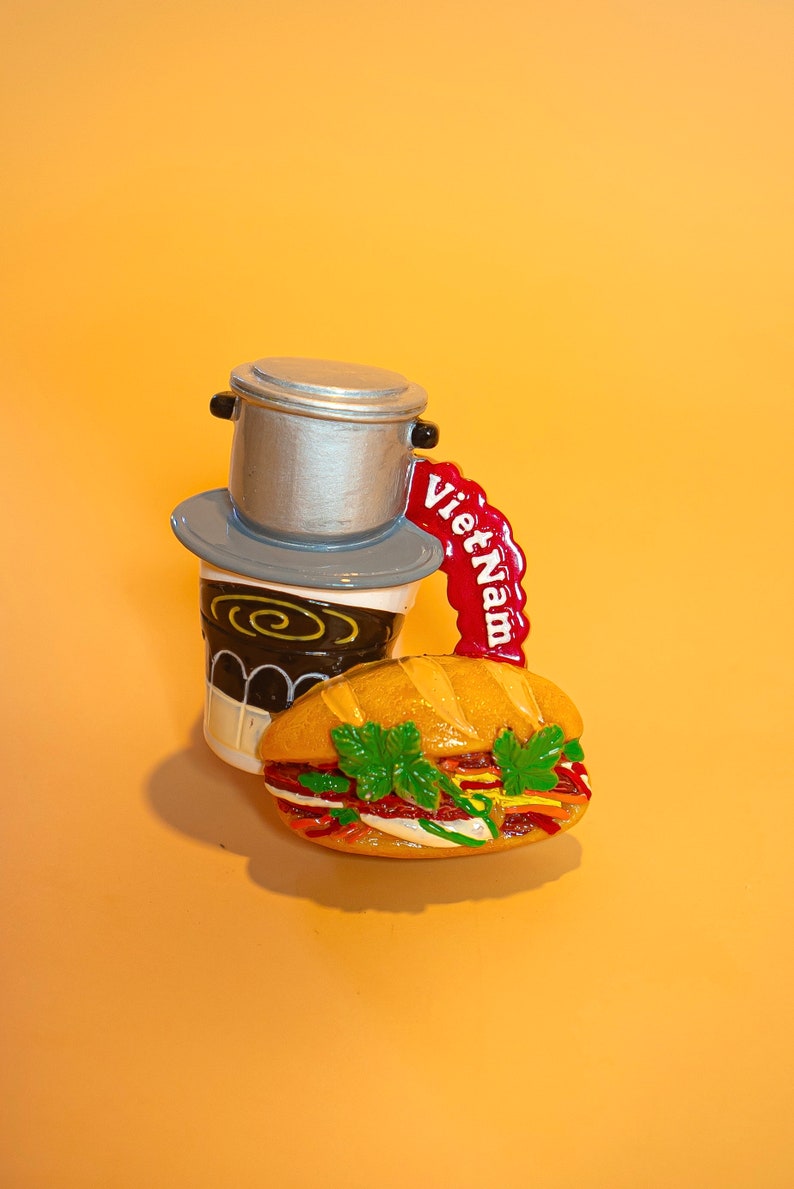 Coffee Phin With Baguette Magnets/Vietnamese Banh Mi/Vietnamese Baguette/Baguette Magnets/Heavy Duty Magnets/Vietnamese Culture Magnet image 3