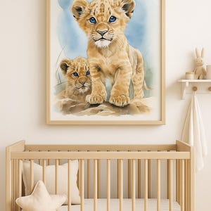 Baby Lion Cubs- Digital Art Print (Instant Download)