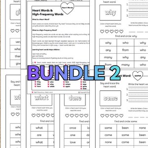 Heart Words Practice Bundle 2 – give, come, some, done, what, who, why, when | Printable Reading Worksheets