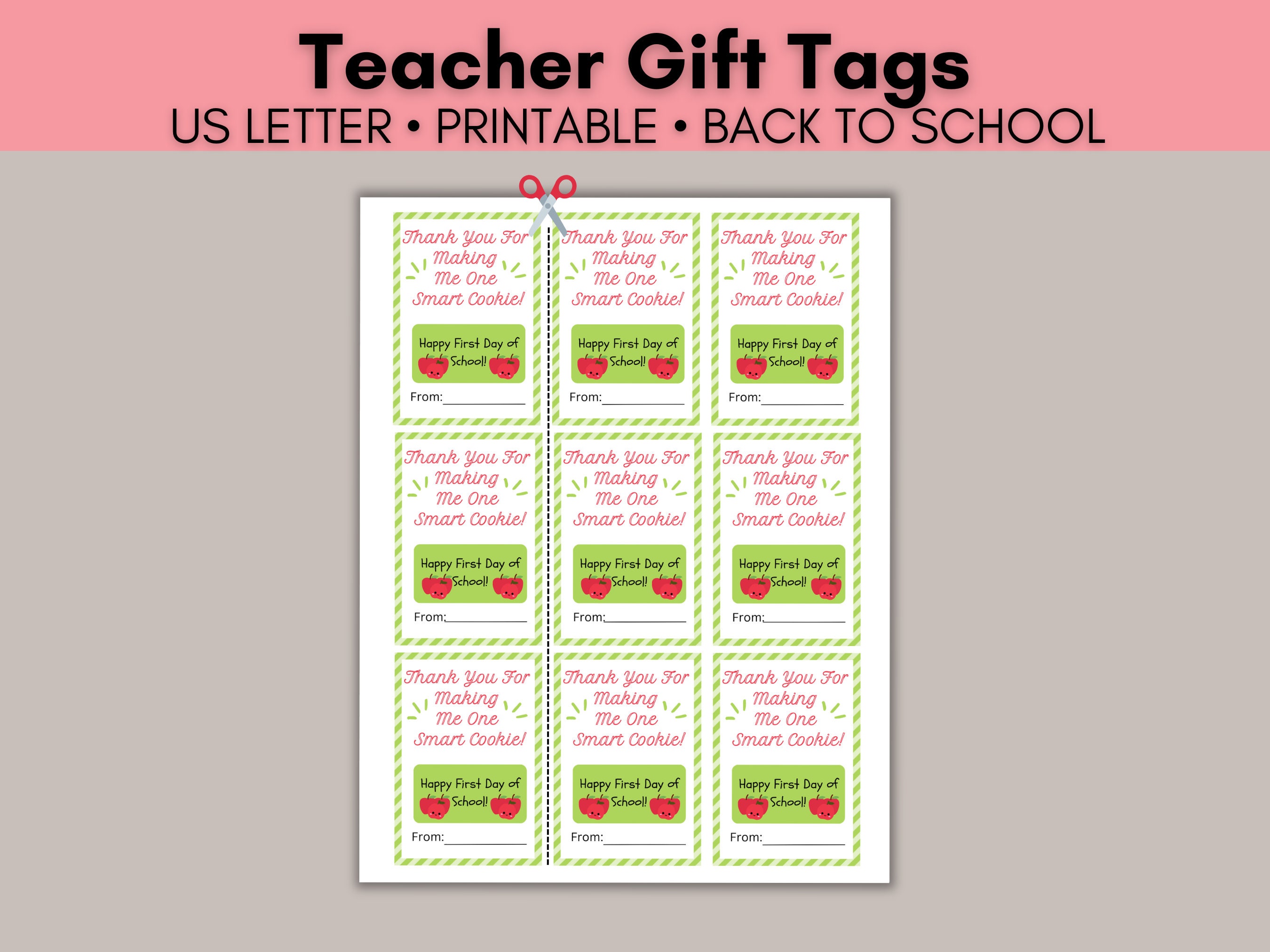 Teacher Gift Tags | Back to School - Etsy