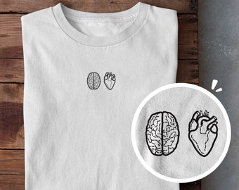 Minimalist shirt for women heart and brain tshirt for men vintage t shirt for women minimalistic tshirt