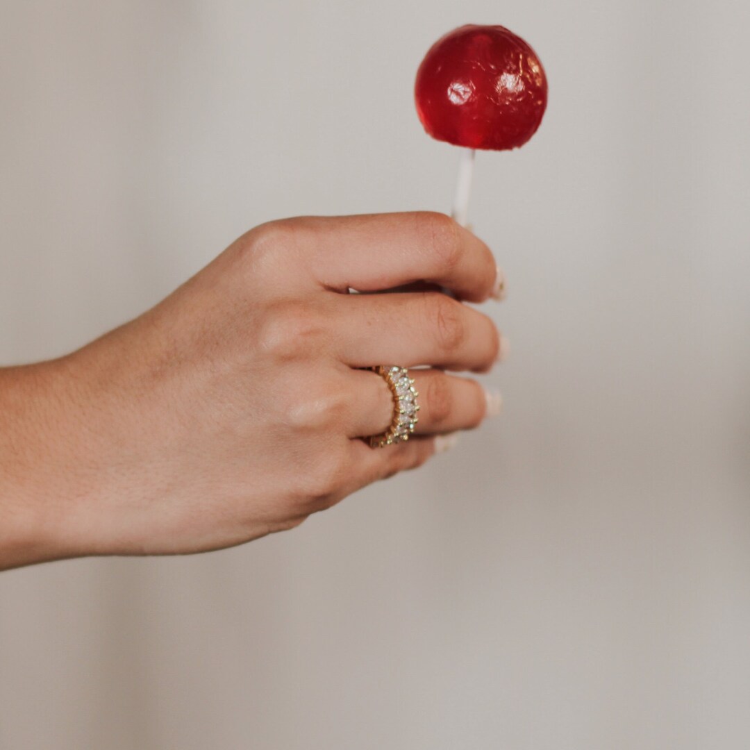 Statement Eternity Ring 18K Gold Overlay Wedding Ring Etsy