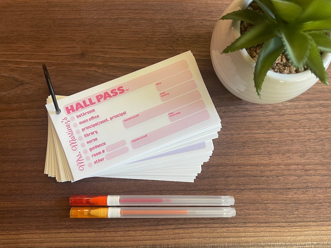 Personalized Teacher Hall Passes: Multi Color Classroom Set - Etsy