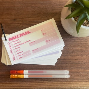 Multi Color Pack Classroom Hall Passes for Teachers Personalized Hall Pass Custom Teacher Hall Pass Teacher Appreciation Gift for Teacher