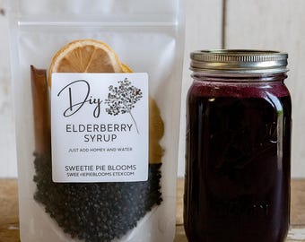 Elderberry Syrup Mix | DIY Wellness Kit | Herbal Immune Support | Makes 24 oz