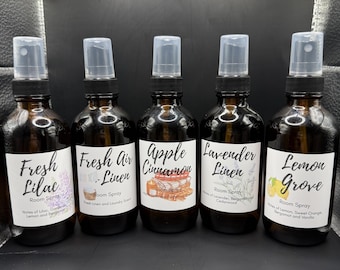 Natural Room and Linen Spray | Essential Oil Home Spray | Clean, Floral & Cozy Scents | Handmade Home Fragrance | 4 oz Glass Bottle