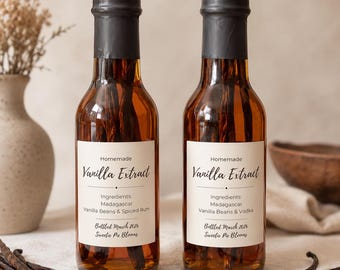 Homemade Vanilla Extract 5 oz Glass Bottle Reusable- just add more to the bottle!