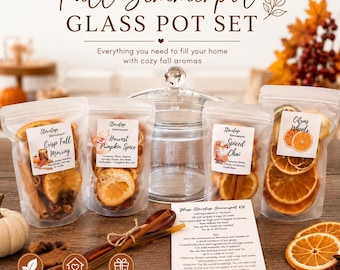 Glass Simmer Pot Gift Set | Stovetop Simmer Pot Kit | Natural Home Fragrance Gift | Citrus Simmer Pot Bundle | Cozy Housewarming Gift