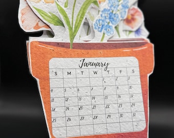 Plantable Bouquet Wildflower Desk Calendar- Handcut Watercolor Florals