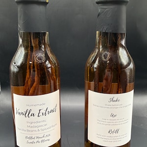 Homemade Vanilla Extract 5 oz Glass Bottle Reusable- just add more to the bottle!