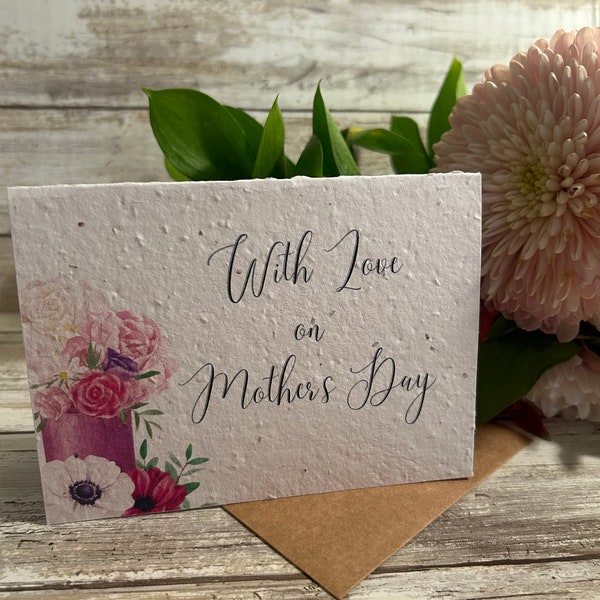 Mothers Day With Love Floral Plantable Card- Will Grow Wildflowers When Planted Mother's Day Mom