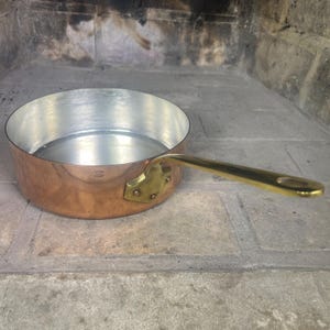 French Copper Sauteuse Havard  24 cm 1.5 mm Copper Rivets brass handle NEW TIN