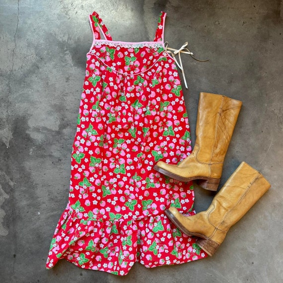 Vintage Strawberry Print Dress - image 1