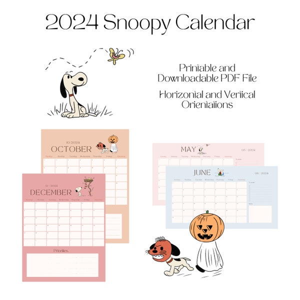 Snoopy 2024 Calendar Etsy