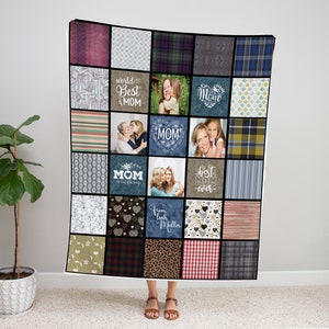 Personalized Gift For Mom Photo Blanket Quilt Pattern, Christmas Gift Ideas From the Kids - Mother's Day Gift, Mom Birthday