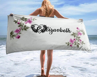 Custom Beach Towel With Name, Personalized Gift, Girls trip gift, Bridesmaid Gifts, Bachelorette Party Favors, Custom Wedding Gift