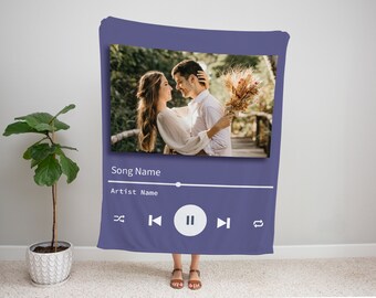 Personalized Photo & Song Blanket, Custom Music Lover Gift