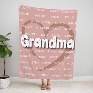 Grandma & Grandpa Blanket, Custom Name Blanket, Fleece, Sherpa Minky Personalized Family Name Blanket, Birthday Christmas Gift, Baby Blanket