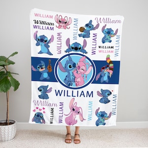 Custom Stitch Blanket, Christmas stich , Disney Blanket, Custom Name Blanket, Disney Trip Blanket, Birthday Gift, Christmas, Stitch Blanket
