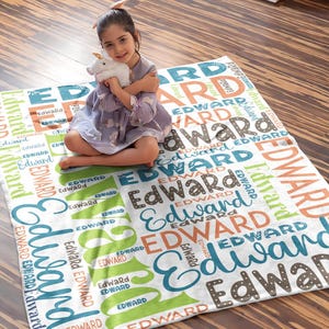 Personalized Blanket for Kids, Baby - Custom Sherpa Nursery Blanket for Newborn, Kids, Swaddle Name blanket