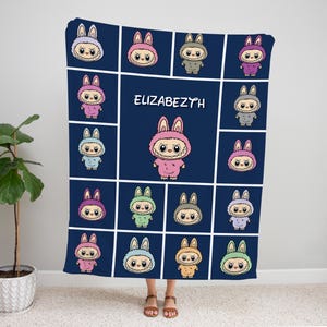 Personalized Labubu Blanket, Personalized Blanket With Labubu Theme Labubu lover Gift, Gift for Her, Labubu Blanket,Kids Blanket For Girls,